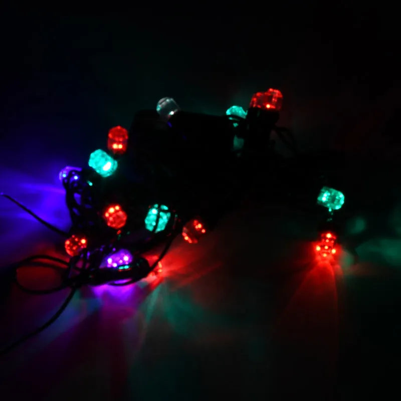 Multi-color string lights, 3m, glowing red green and blue bulbs