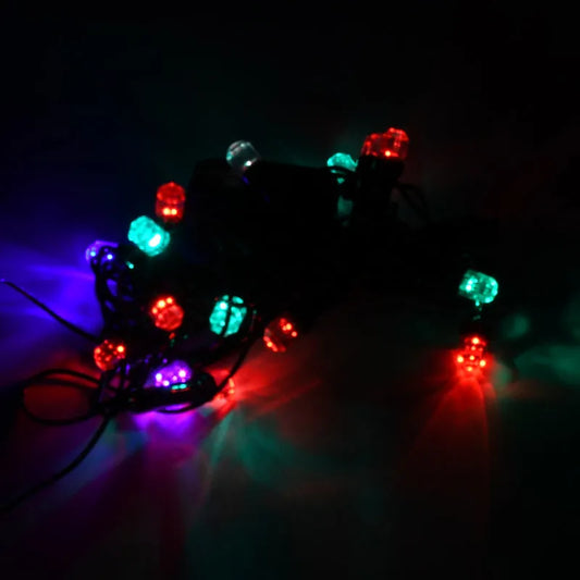 Multi-color string lights, 3m, glowing red green and blue bulbs