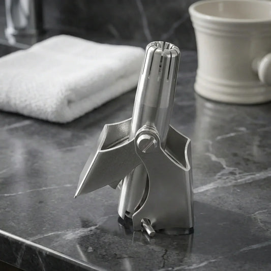 Nose hair trimmer with stainless-steel cutting head