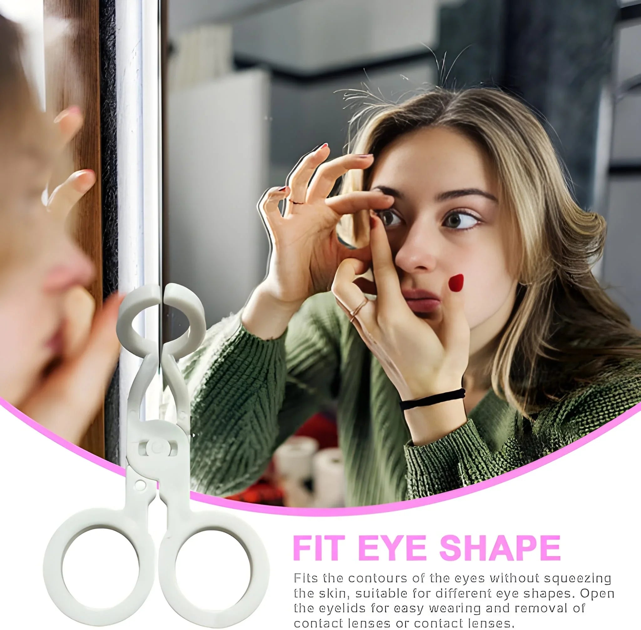 Plastic Ergonomic Women Eye Care Contact Lenses Inserter Remover Tool - Health & Personal