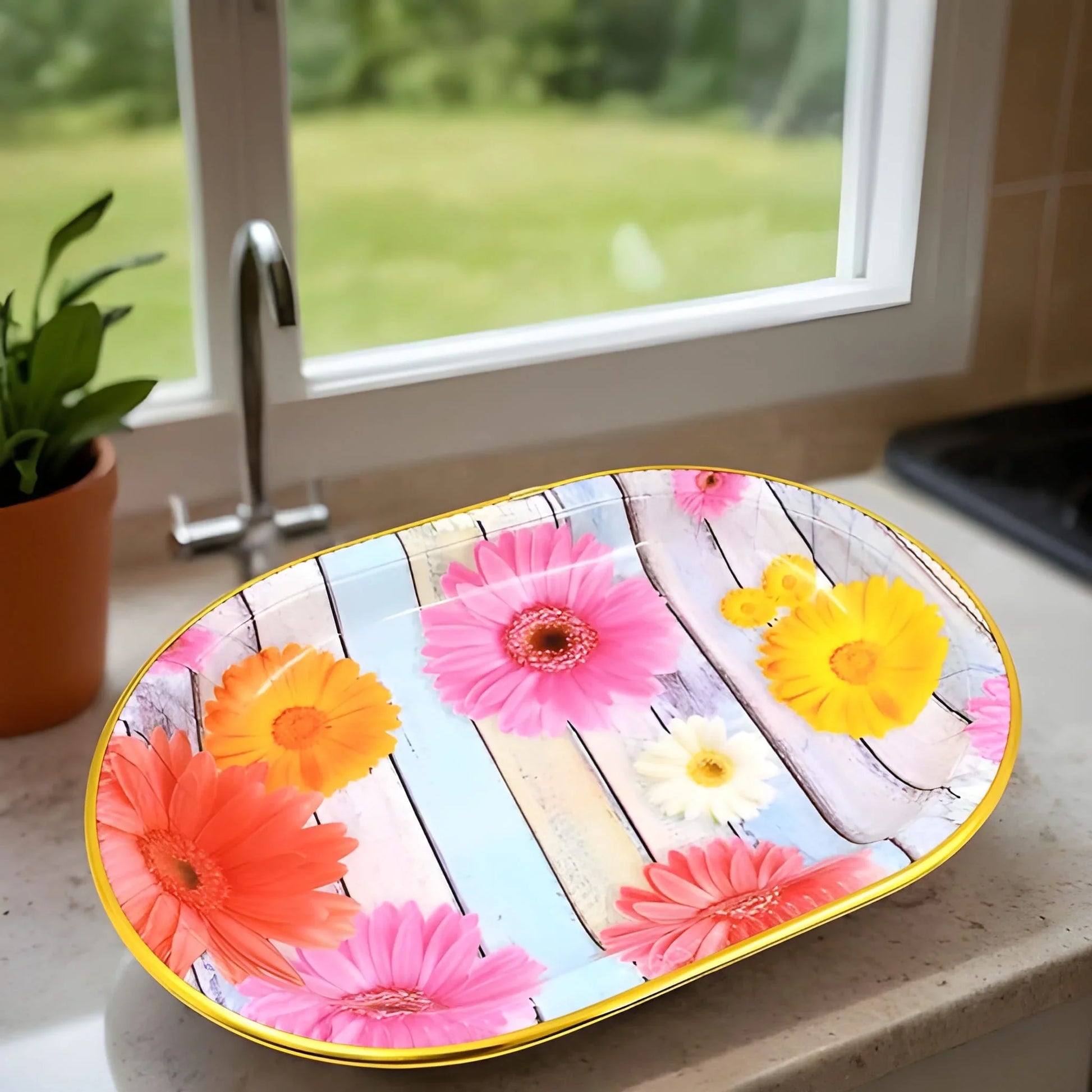 Best plastic flower printed design serving tray - home & garden | 2025 | fast shipping