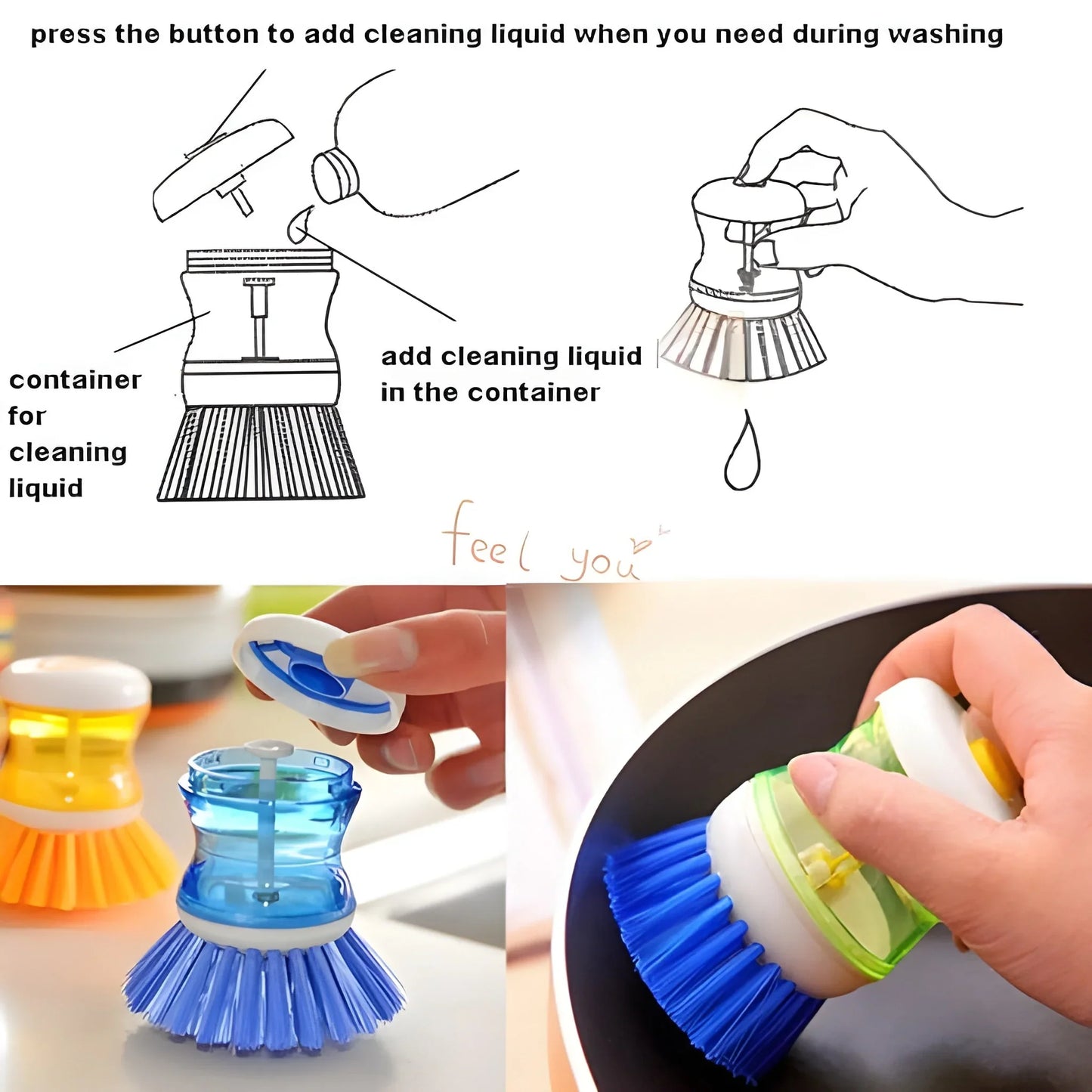 Plastic Wash Basin Brush Cleaner With Liquid - Industrial & Scientific
