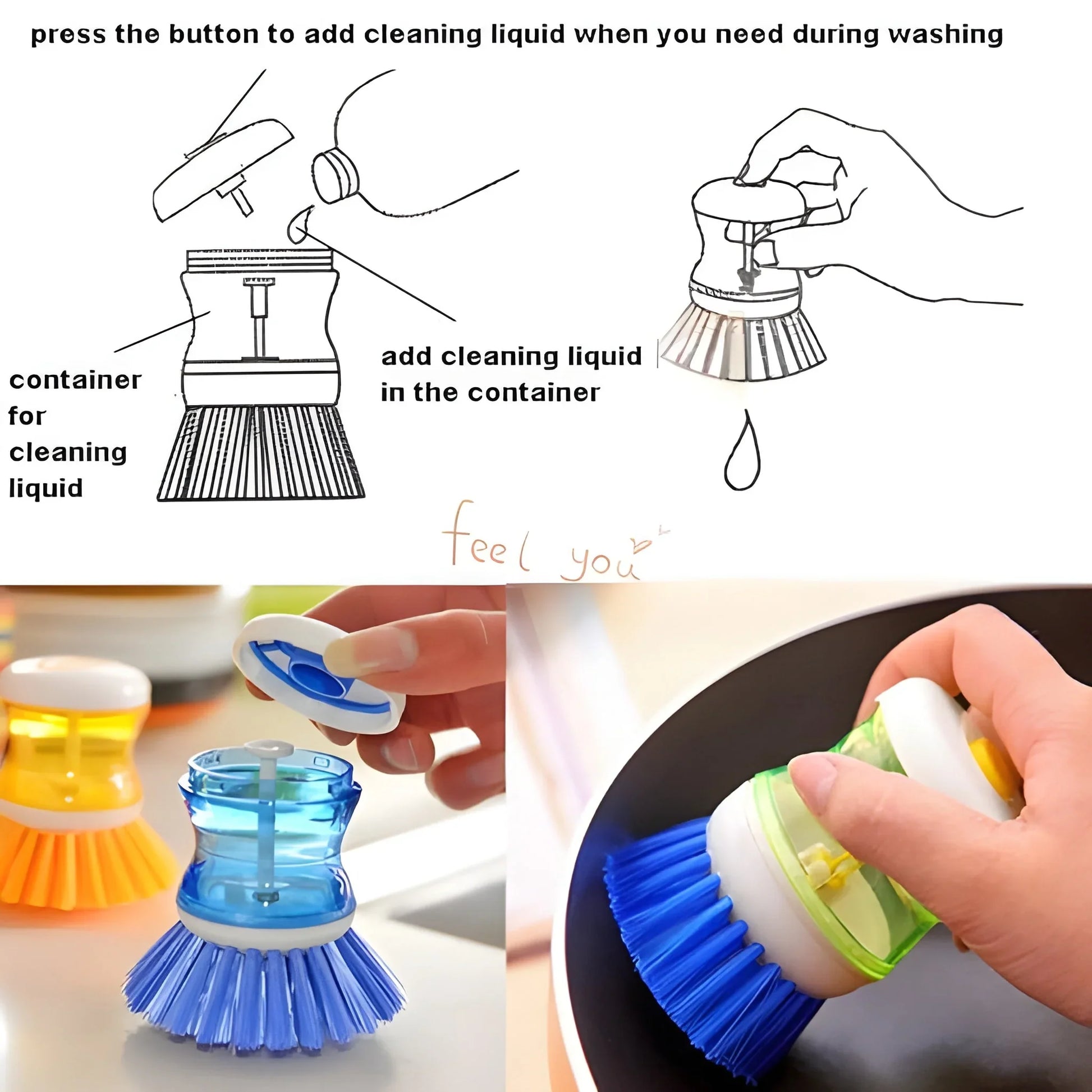 Plastic Wash Basin Brush Cleaner With Liquid - Industrial & Scientific