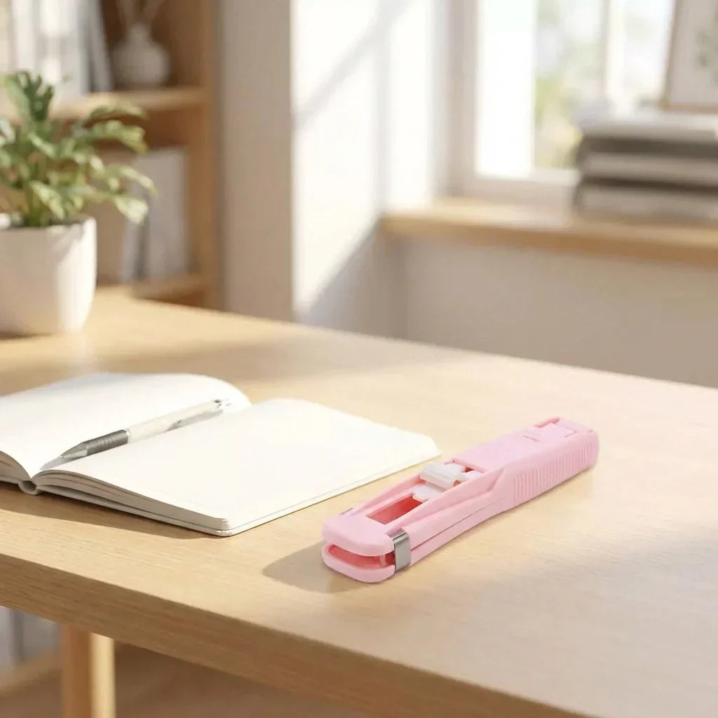 Portable paper clamp with 8 clips, pink device for holding papers and notebooks