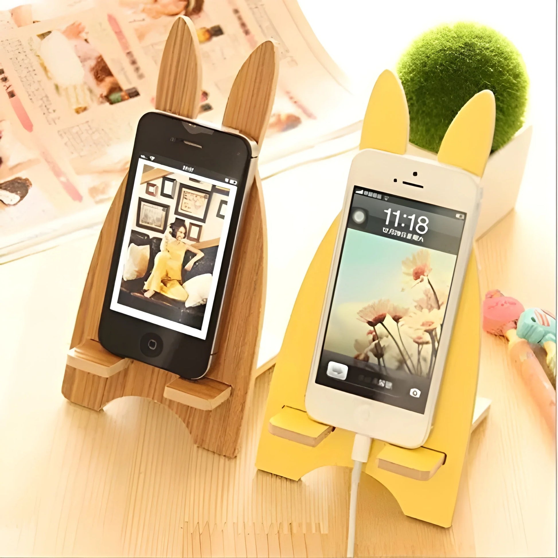 Wooden Cute Lovely Rabbit Design Mobile Stand - Accessories