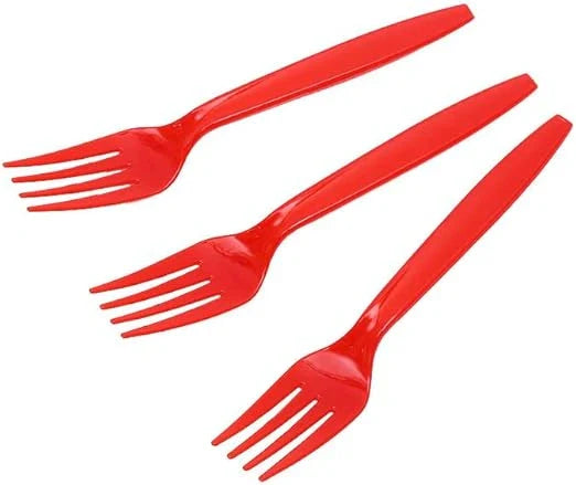 Red Plastic Forks – Pack of 8 - Home & Kitchen