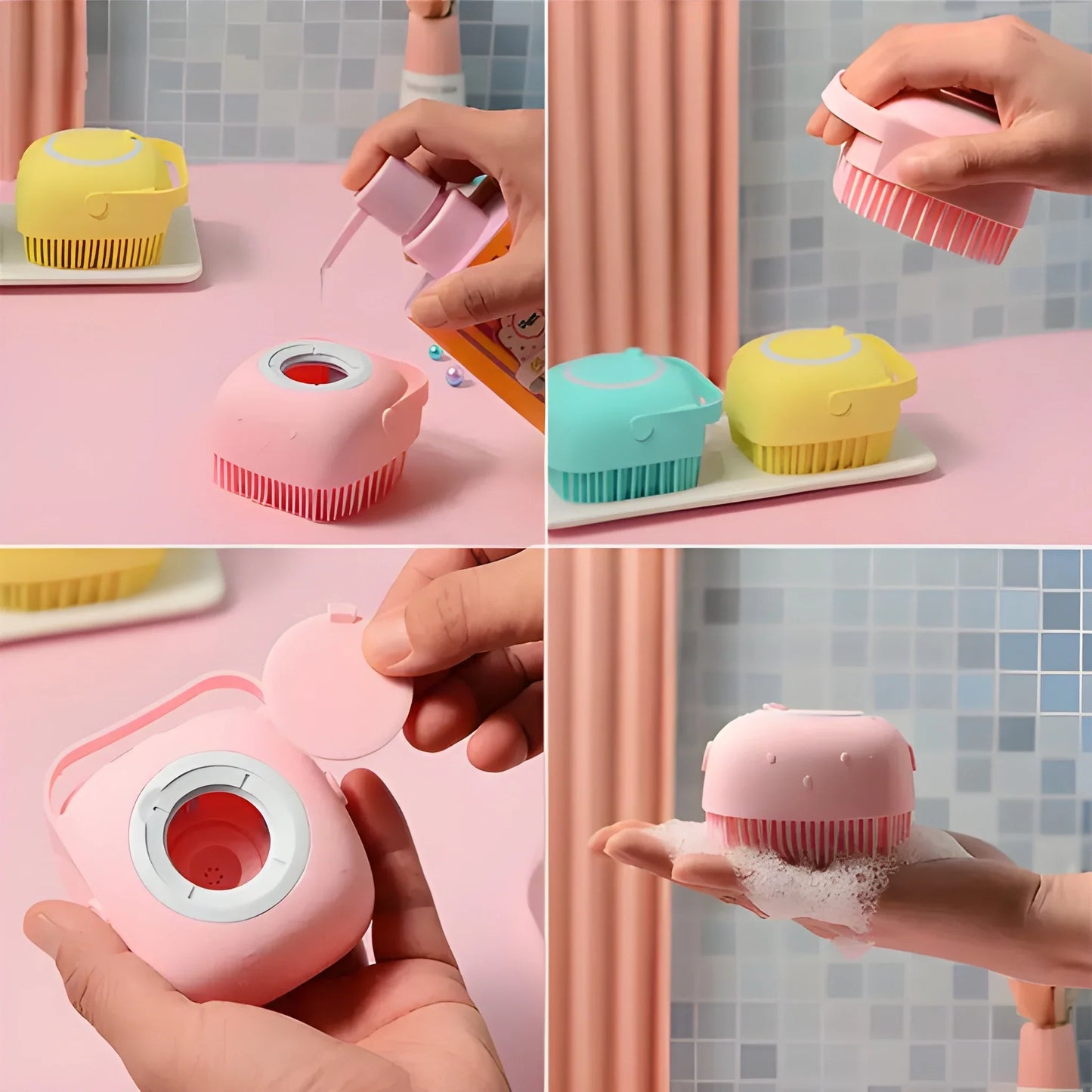 Silicone Soap-Dispensing Bath Brush - Health & Personal Care