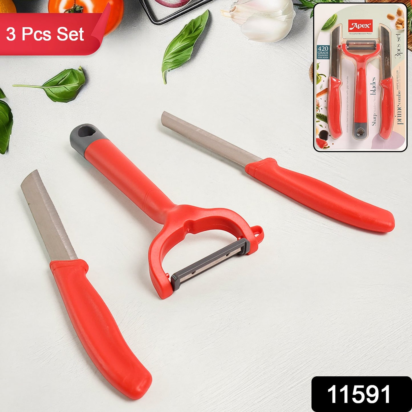 3-piece Kitchen Knife And Peeler Set
