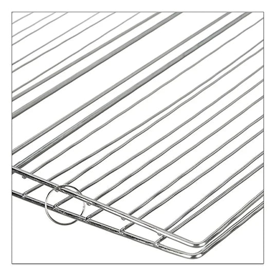 Square papad roaster grill with stainless wire rack and handle loop