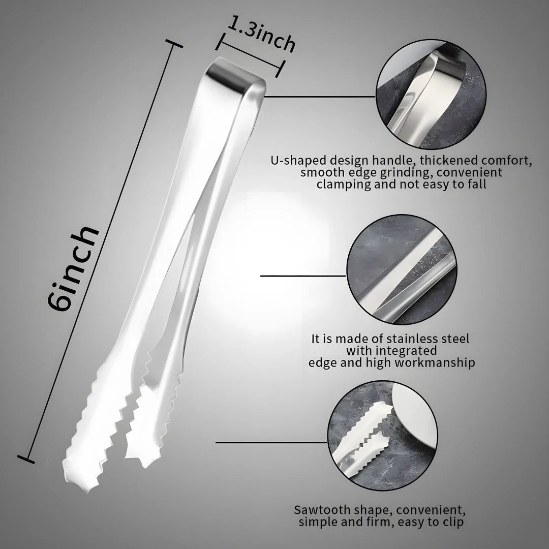 Stainless Steel Serving Tongs for Ice Sugar & Fruit - Home Kitchen