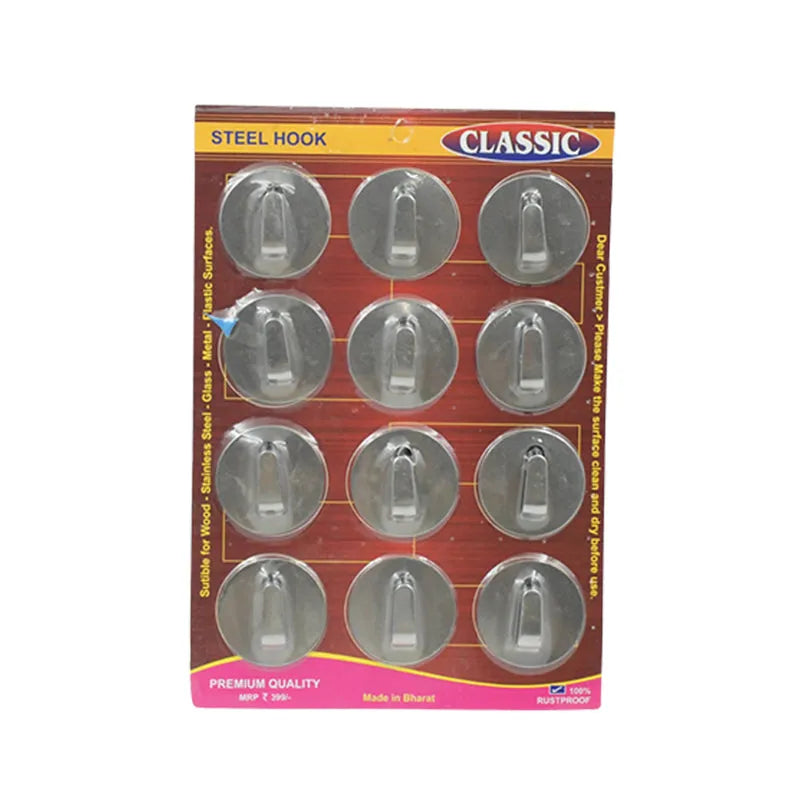 Steel Wall Hanging Hook 12 Pc - Home Decor