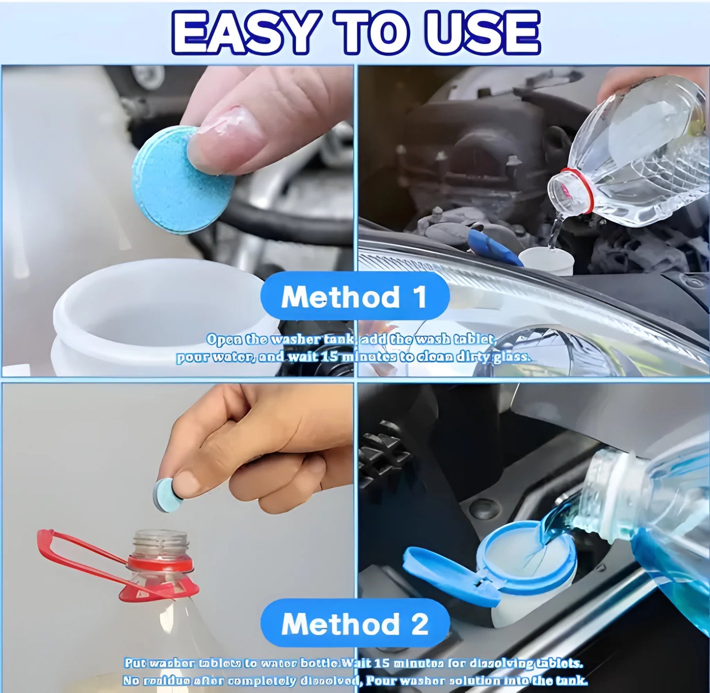 Streak-Free Windshield Tablets - Car & Motorbike