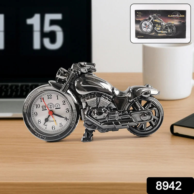Motorbike alarm table clock
