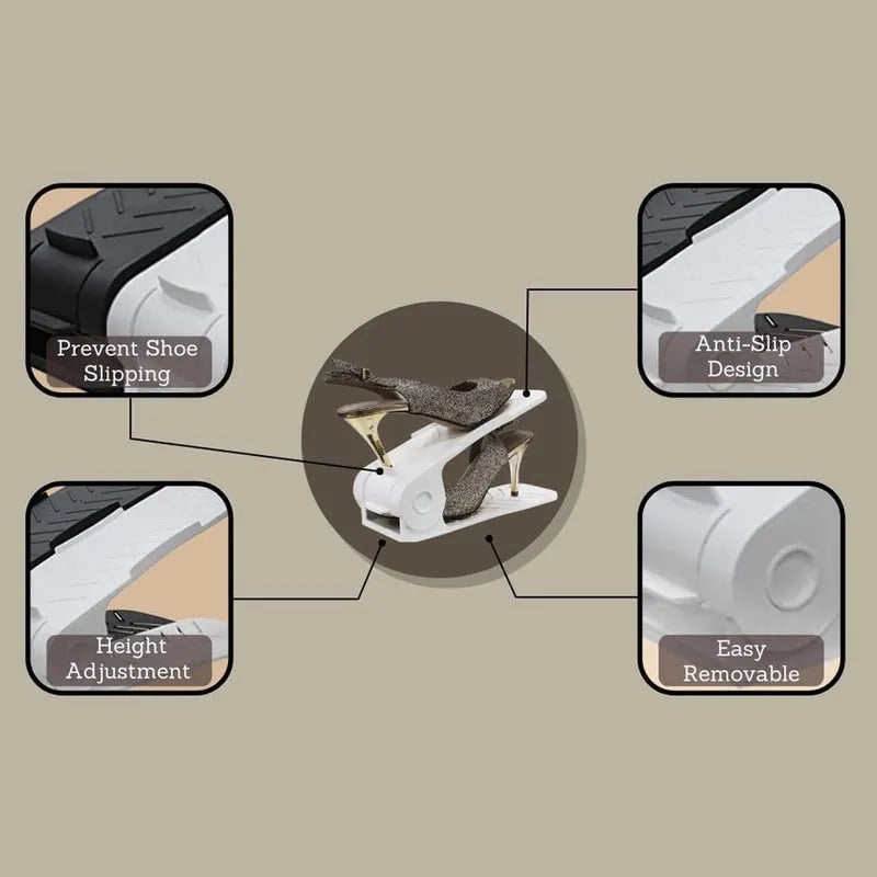 Adjustable plastic shoe organizers