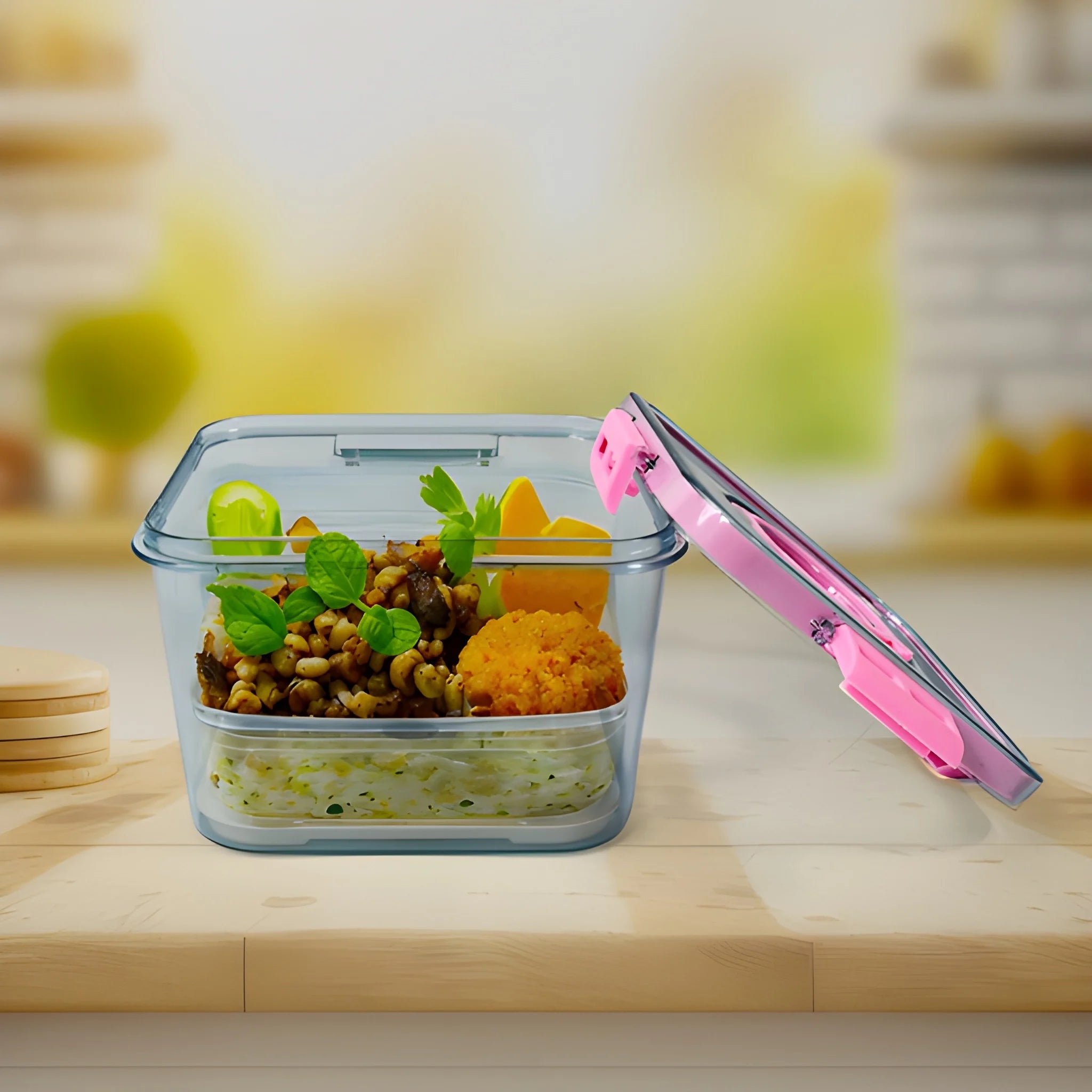 Clear airtight food storage container