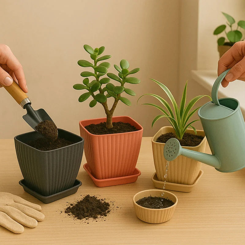 Trendy square flower pots