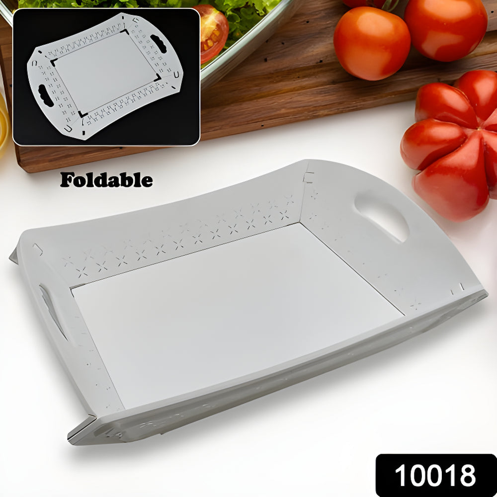 Foldable food serving tray