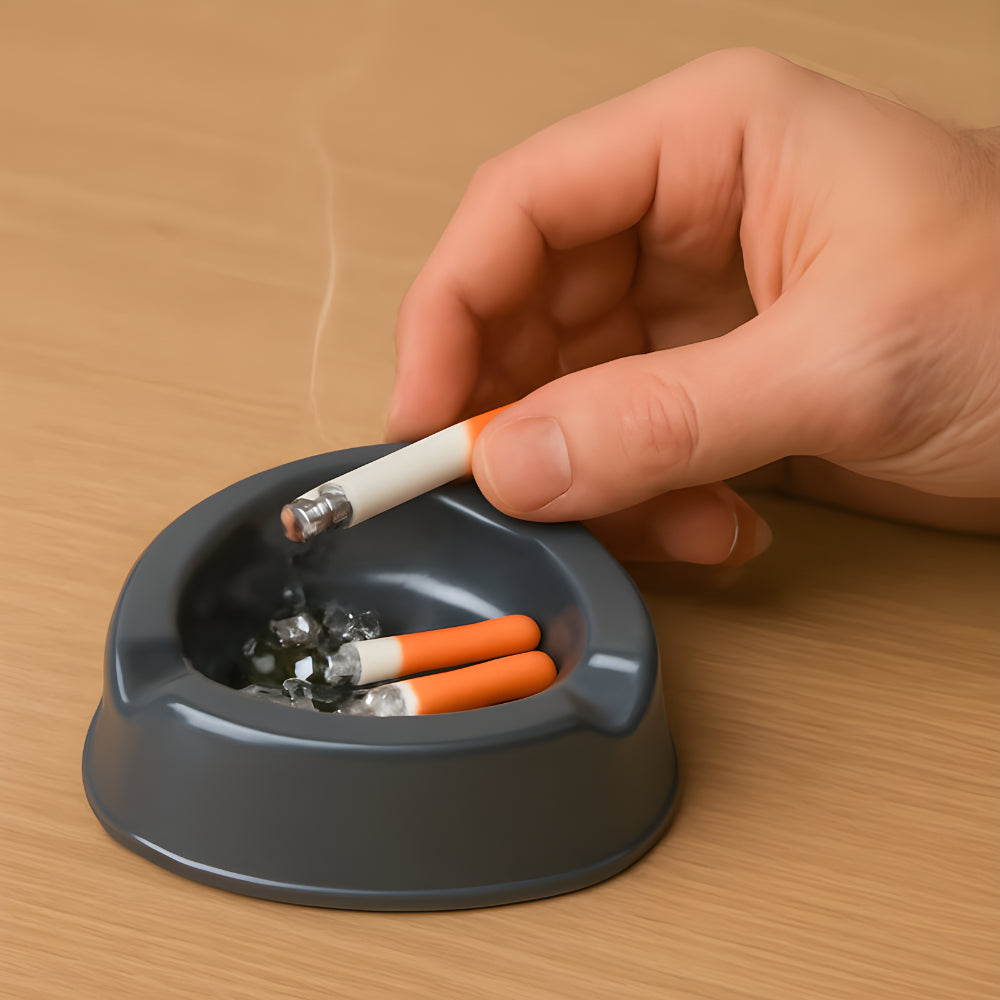 Grey plastic ashtray