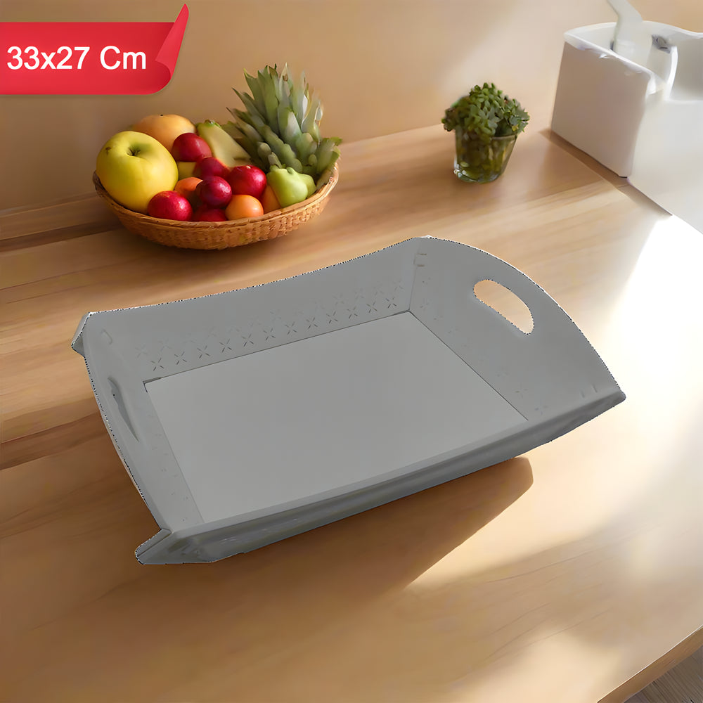 Foldable food serving tray