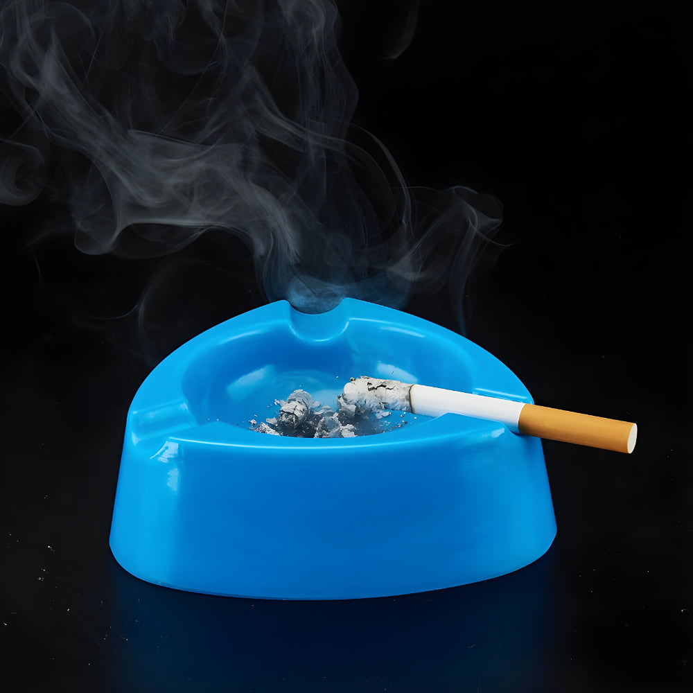 Sky blue plastic ashtray
