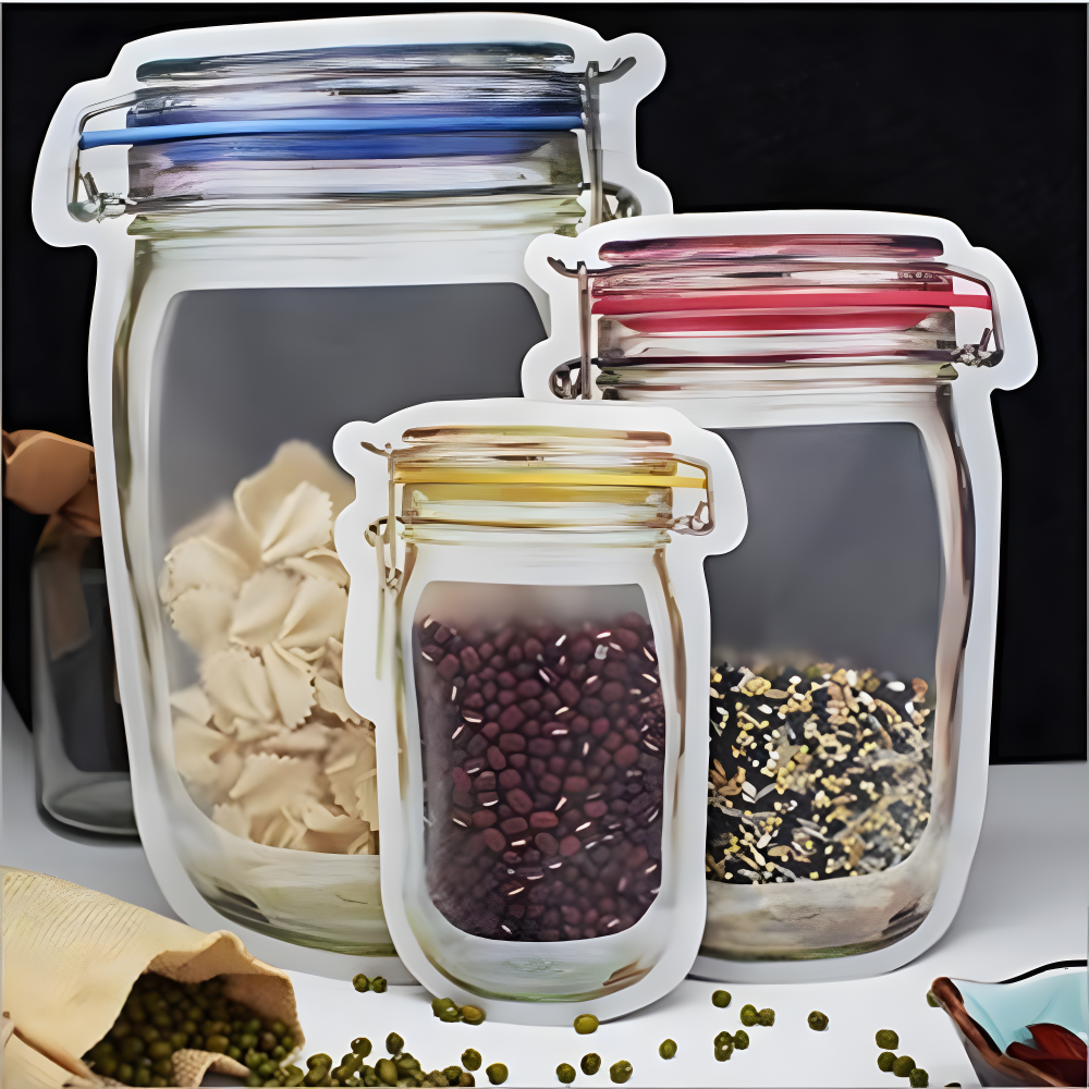 Jar-Shaped Ziplock Pouches - Home & Kitchen