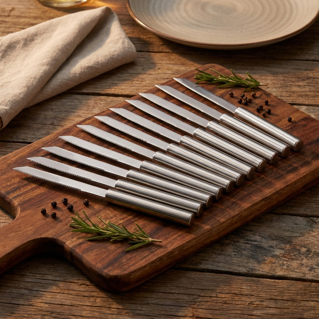 Utility knife set with 12 stainless-steel blades