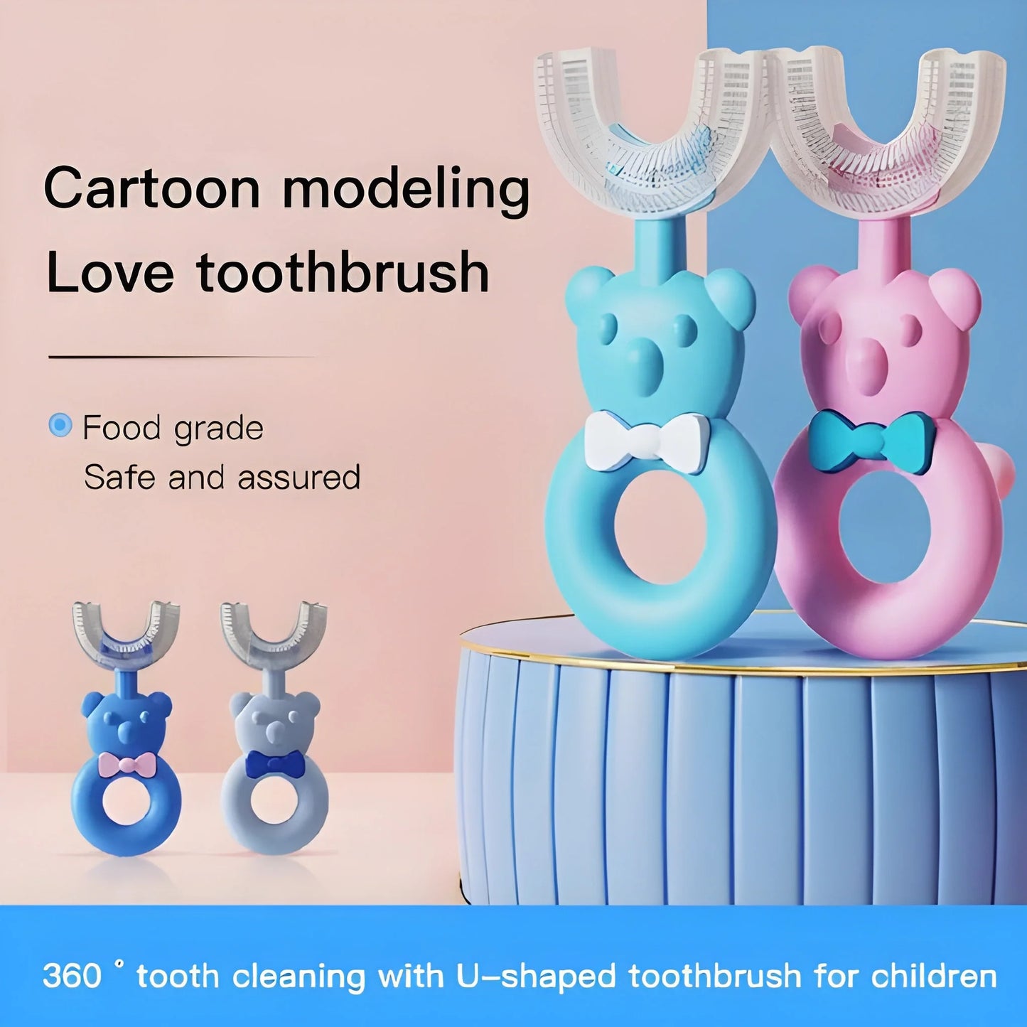 Baby Bear U-shaped Silicone Brush Head Toothbrush - Health & Personal Care