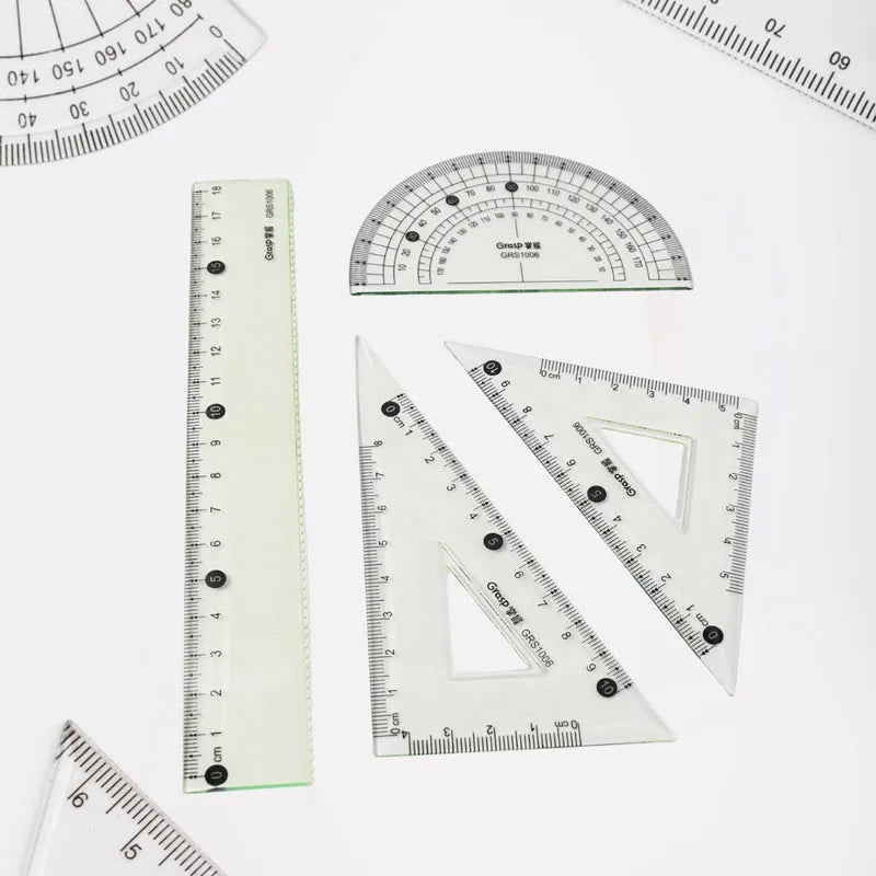 4-piece Geometry Set Triangle Ruler Protractor Straight - Office