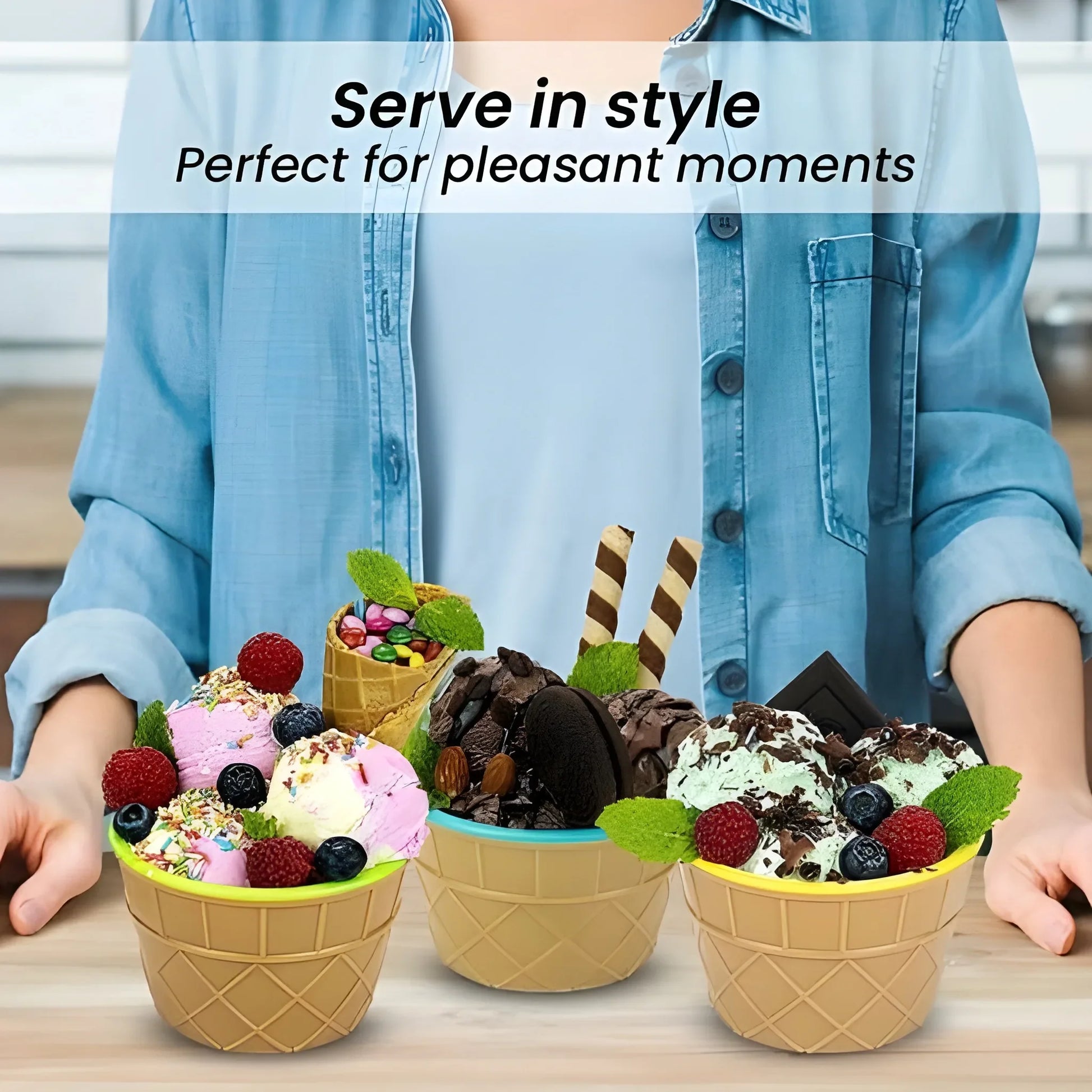 Waffle Cone Bowl Set - Home & Kitchen