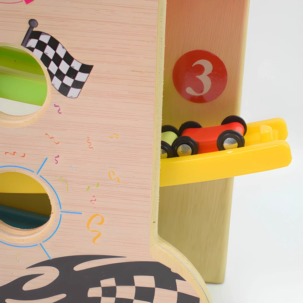 Wooden click-clack car racer