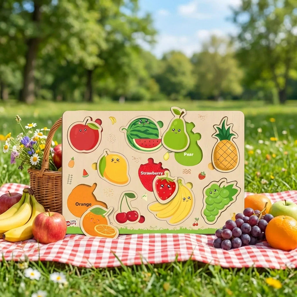 Best wooden fruits puzzle learning educational board - toys & games | 2026 | fast shipping
