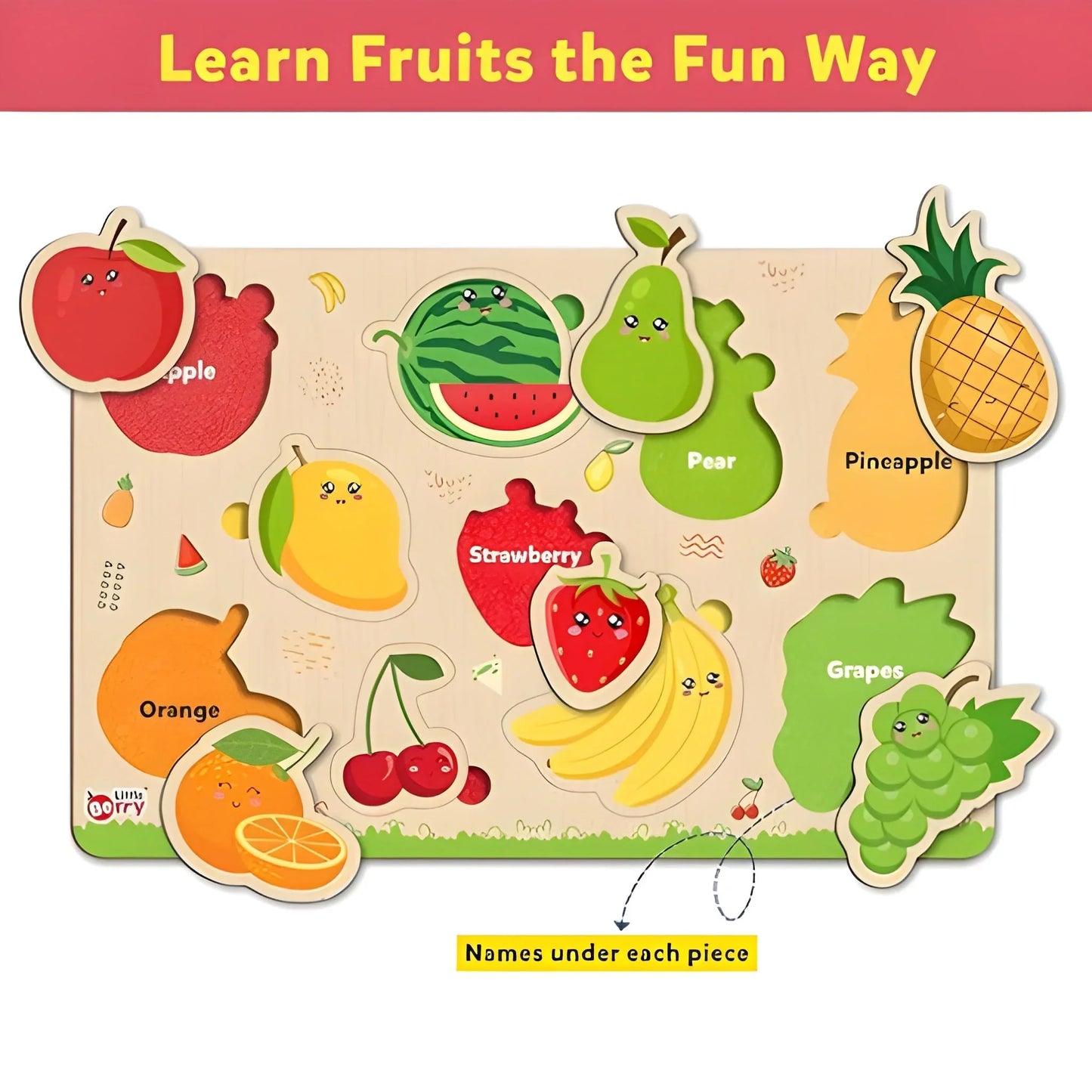 Best wooden fruits puzzle learning educational board - toys & games | 2025 | fast shipping