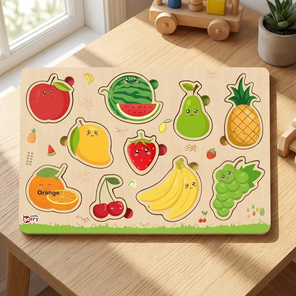 Best wooden fruits puzzle learning educational board - toys & games | 2026 | fast shipping