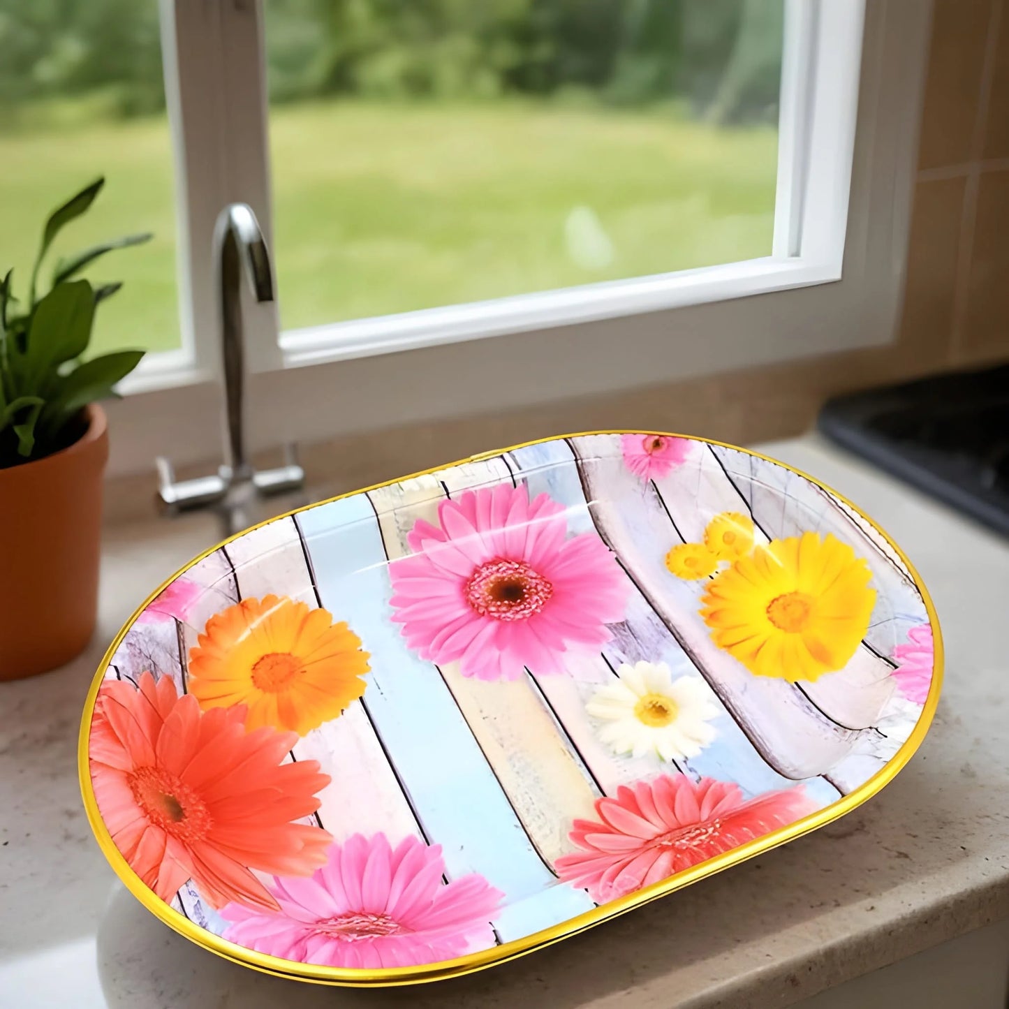 Best plastic flower printed design serving tray - home & garden | 2025 | fast shipping