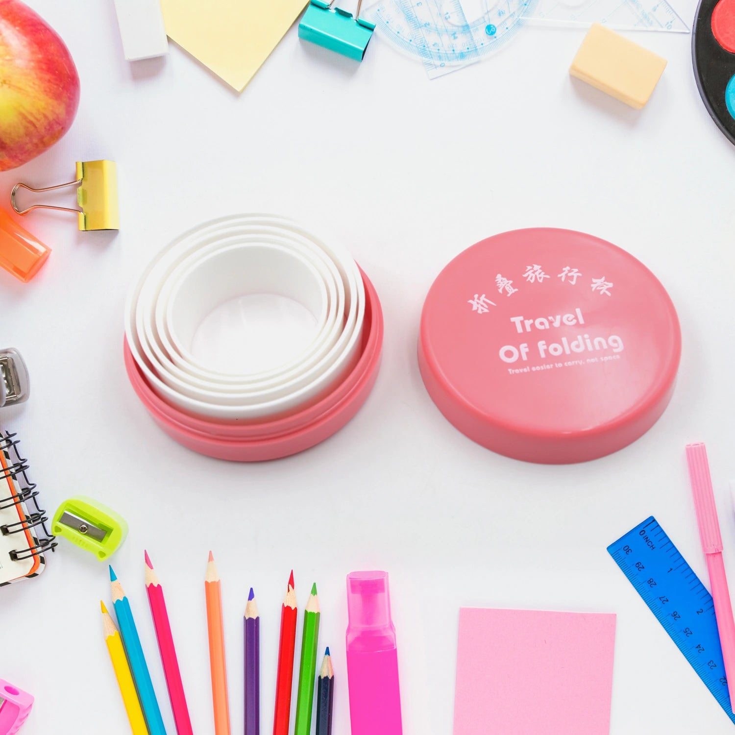 Folding travel cup with lid